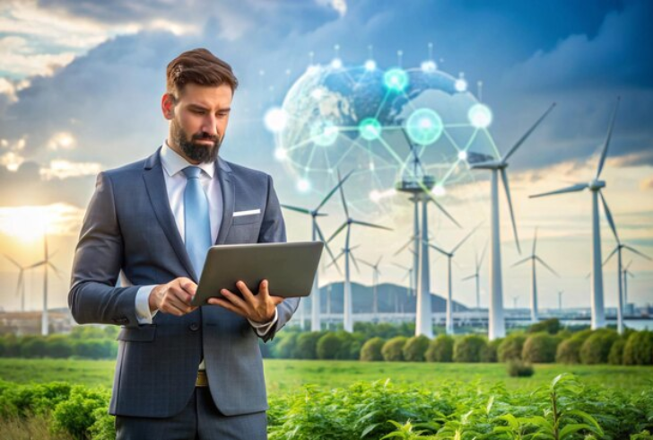 Investors reviewing green energy charts