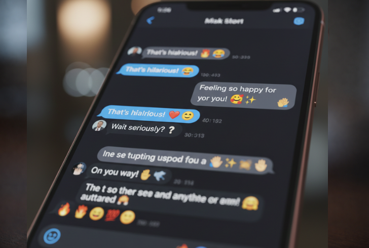 Smartphone screen with emoji messages