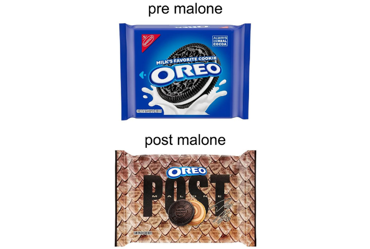 Oreo cookies with Post Malone’s designs.